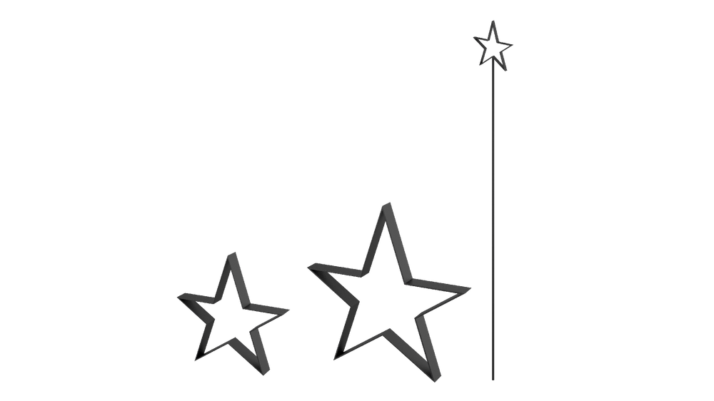 Rankstab Tissano und Metallsterne Novara im Set in pulverbeschichtet Sonderfarbe RAL 9005 Tiefschwarz als 3D-Modell Rankstab Tissano und Metallsterne Novara im Set in pulverbeschichtet Sonderfarbe RAL 9005 Tiefschwarz als 3D-Modell