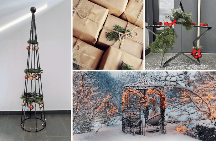 La magie de Noël au jardin : idées déco festives avec des éléments en métal
