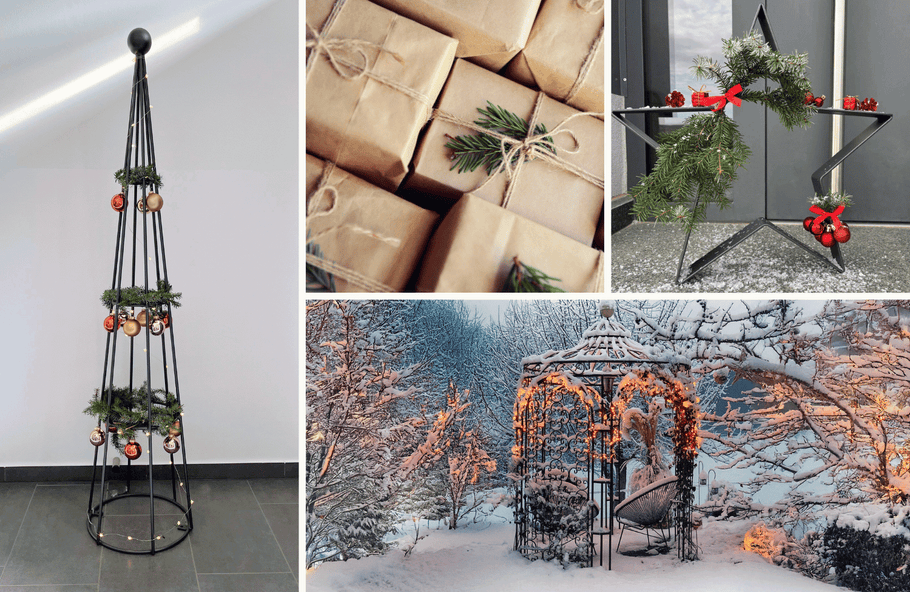 La magie de Noël au jardin : idées déco festives avec des éléments en métal