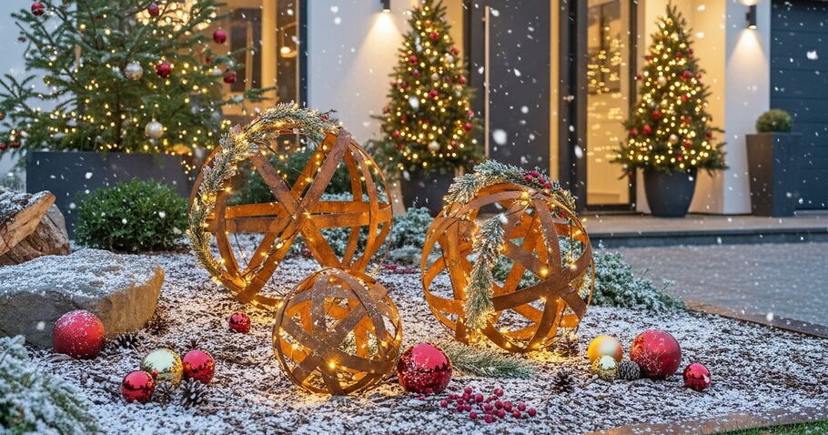 La magie de Noël au jardin : idées déco festives avec des éléments en métal